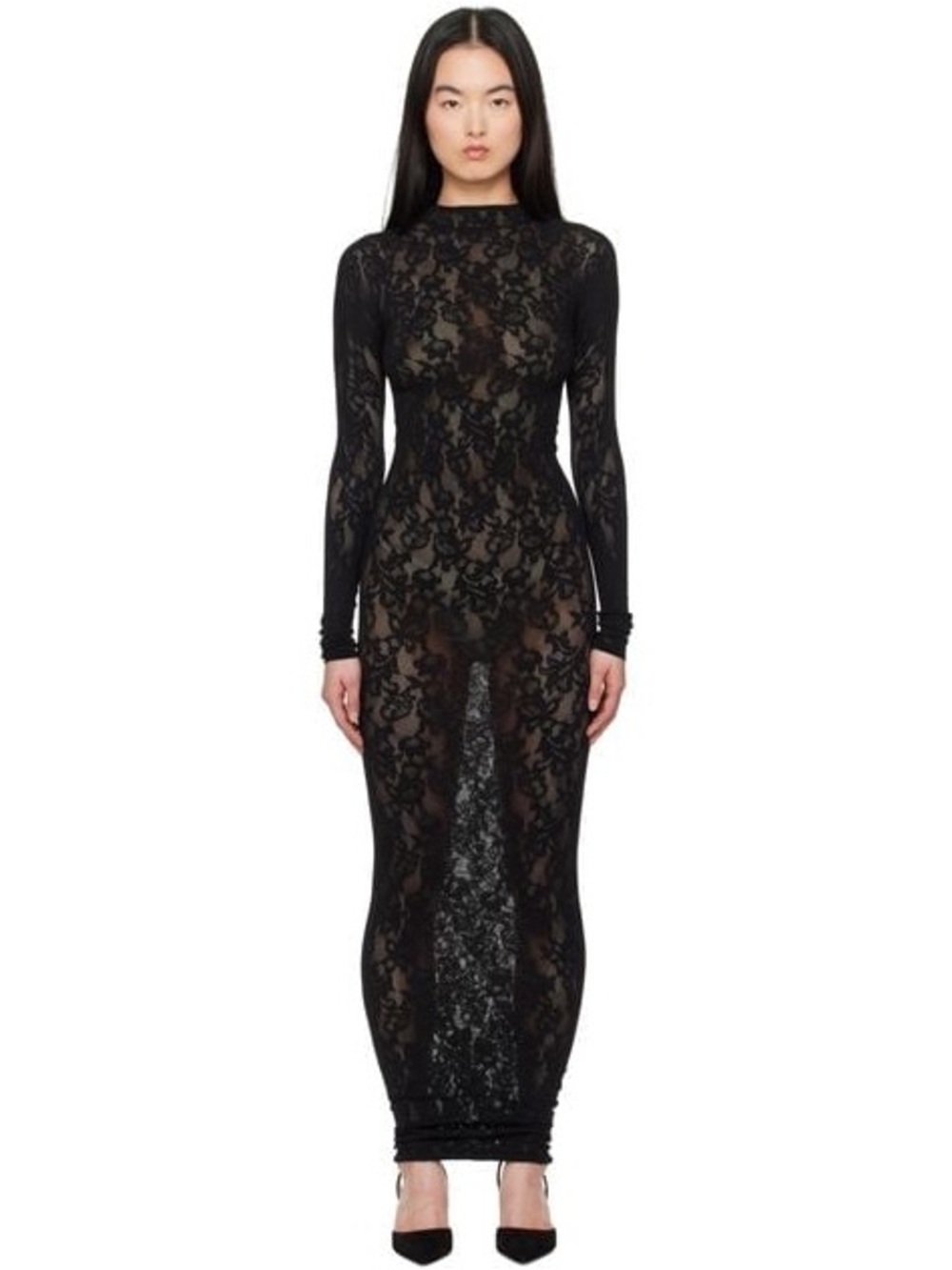 Knit lace mock neck dress skims - Picture 5 of 6